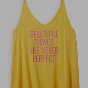 NWT TORRID YELLOW GRAPHIC RELAXED FIT SUPER SOFT V-NECK TANK
